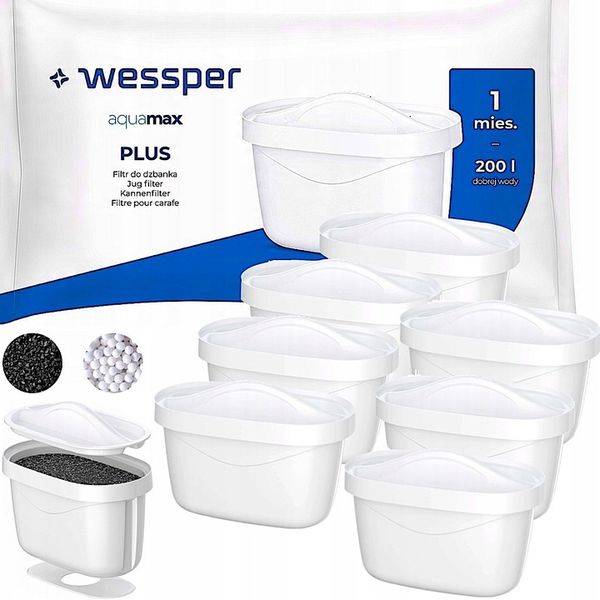 7x FILTR WESSPER AQUAMAX PLUS AQUA MAX Plus do WODY do DZBANKA BRITA zdjęcie 1
