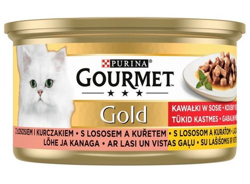Karma dla kotów z dodatkiem witamin - Gourmet Łosoś i kurczak w sosie 85g na Arena.pl