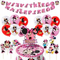 DUŻY ZESTAW URODZINOWY MYSZKA MINNIE BALONY TOPPERY GIRLANDA NA IMPREZE