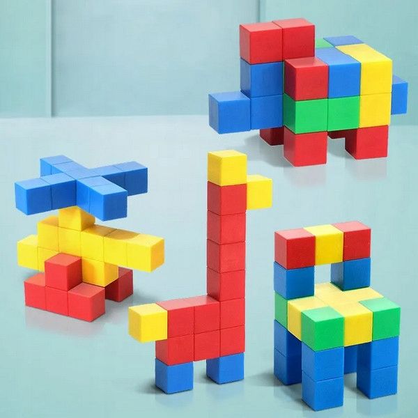 Klocki magnetyczne edukacyjne KOSTKI SZEŚCIANY Zestaw 64 el. magnesy zdjęcie 5