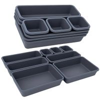 Organizer modułowy modularny do szuflady wkłady zestaw 8szt grafitowy