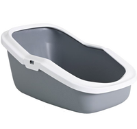 SAVIC ASEO Kuweta z ramką wysoka toaleta kota królika otwarta szara 56 cm