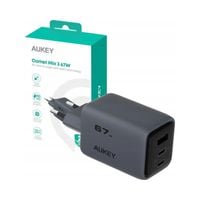 ŁADOWARKA SIECIOWA AUKEY podróżna kompaktowa 67W 1x USB-A 2x USB-C GaN