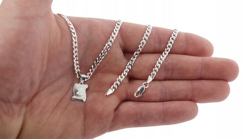 SREBRNY PEŁNY ŁAŃCUSZEK MĘSKI PANCERKA Z ZAWIESZKĄ PR. 925 + GRAWER GRATIS na Arena.pl