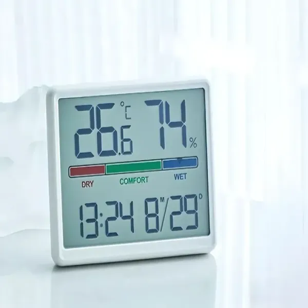 Stacja pogody termometr higrometr lcd zegar data wilgotność zdjęcie 3