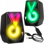 GŁOŚNIKI KOMPUTEROWE 2.0 PODŚWIETLENIE LED USB 8W
