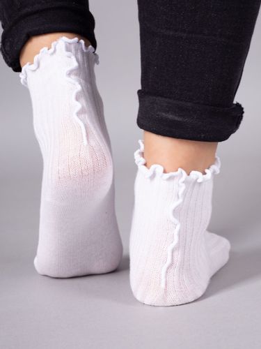 Skarpety dziewczęce białe z falbanką 3PAK 23-26 YOCLUB na Arena.pl