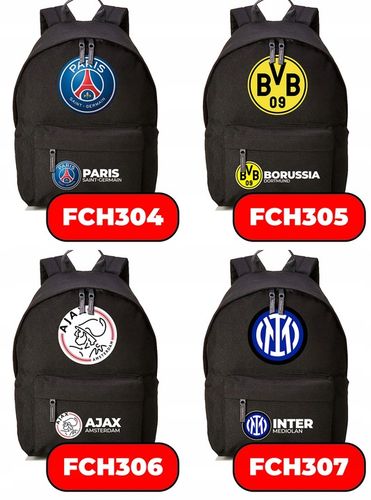 Plecak Szkolny Czarny REAL MADRID Kluby Piłkarskie Piłkarze Sportowe Wzory na Arena.pl