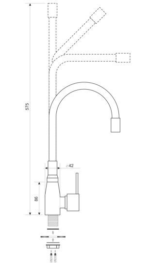 Zlewozmywak jednokomorowy z ociekaczem ADAL czarny z lewym ociekaczem + bateria flex LAVO zdjęcie 6