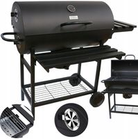 GRILL WĘGLOWY OGRODOWY BECZKA POKRYWA + POPIELNIK + PÓŁKI PRZENOŚNY STYLOWY