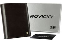 pionowy, skórzany portfel męski bez zapięcia -  rovicky