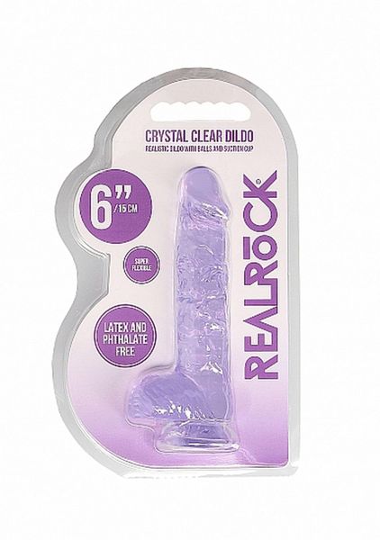 6"" / 15 Cm Realistic Dildo With Balls - Purple zdjęcie 2