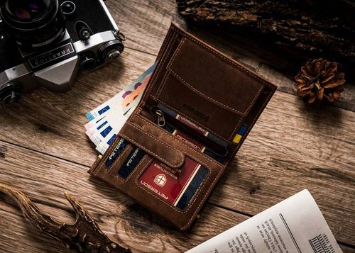 skórzany portfel męski w orientacji pionowej z systemem rfid - peterson na Arena.pl