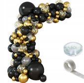 GIRLANDA BALONOWA ZESTAW BALONY CZARNO ZŁOTE WSTĄŻKA TAŚMA KLEJ 105el BL-01