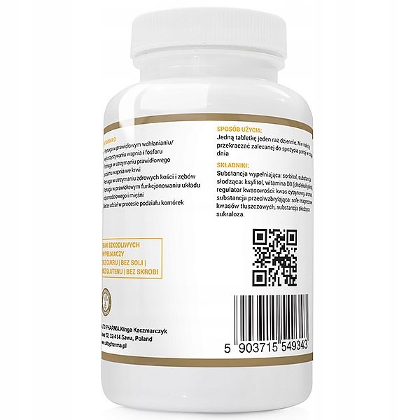 WITAMINA D3 800IU 20µg DLA DZIECI DO SSANIA 120tab zdjęcie 5