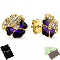 ZŁOTE KOLCZYKI WKRĘTKI BRATKI KWIATKI DLA KOBIETY KOLCZYKI SREBRO POZŁACANE