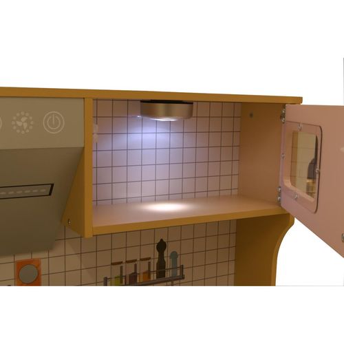 KUCHNIA DREWNIANA DLA DZIECI PODŚWIETLANE PALNIKI LAMPKA LED 87x30x83,5CM WOODEN na Arena.pl