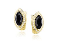 POZŁACANE SREBRNE KOLCZYKI ŁEZKI CZARNE CYRKONIE