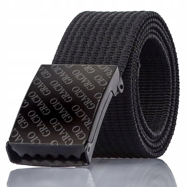 Pasek Parciany Męski do Spodni solidna klamra Metal Szeroki Czarny 105cm zdjęcie 1