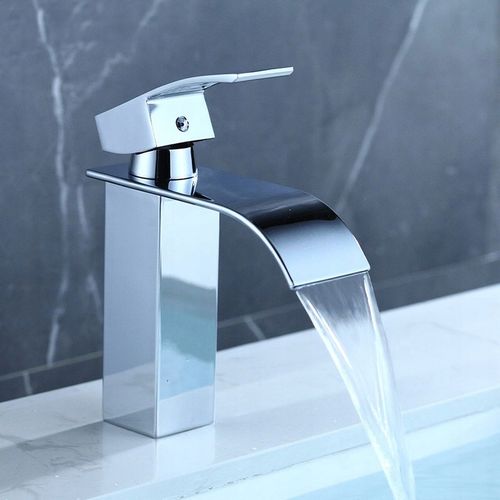 BATERIA UMYWALKOWA STOJĄCA WODOSPAD CUBIC ŁAZIENKOWA KRAN DO UMYWALKI CHROM na Arena.pl