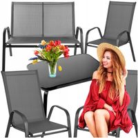 MEBLE OGRODOWE ZESTAW KOMPLET METALOWE 2x KRZESŁO SOFA STOLIK TARAS BALKON