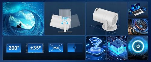 PROJEKTOR RZUTNIK Przenośny Android Smart Mini TV 4K LED Głośnik WIFI na Arena.pl