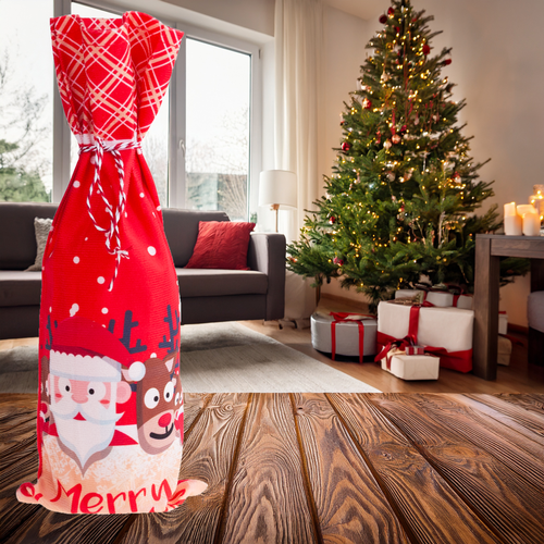 Pokrowiec Na Butelkę Woreczek Opakowanie Etui Świąteczne Mikołajki na Arena.pl