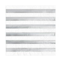 Serwetki białe srebrne paski 10szt