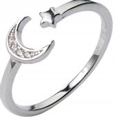 Srebrny DAMSKI PIERŚCIONEK REGULOWANY Uniwersalny PREZENT Księżyc