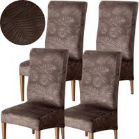 ZESTAW 4 SZT POKROWIEC NA KRZESŁO WELUR LIŚCIE