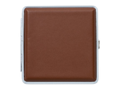 Metalowa Papierośnica Pokryta Gładką Ekoskórą Jednolitym Kolorze Brązowym