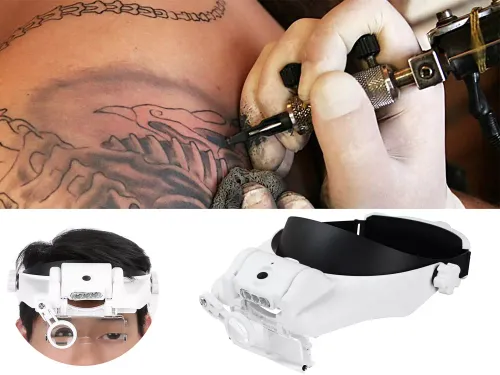 Lupa nagłowna czołowa okulary 3 led soczewki 13x na Arena.pl