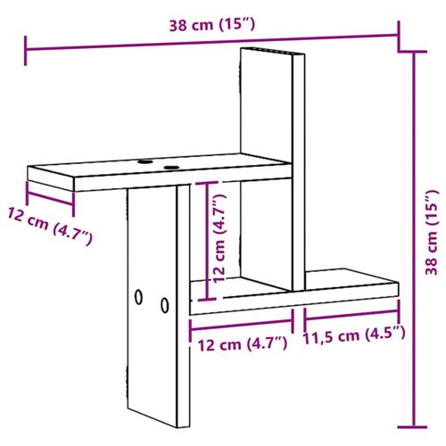 Półki ścienne, 2 szt., dąb artisian, 38x12x38 cm na Arena.pl