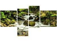 100 55CM OBRAZ 4 ELEM POTOK WŚRÓD DRZEW PŁÓTNO DRUK