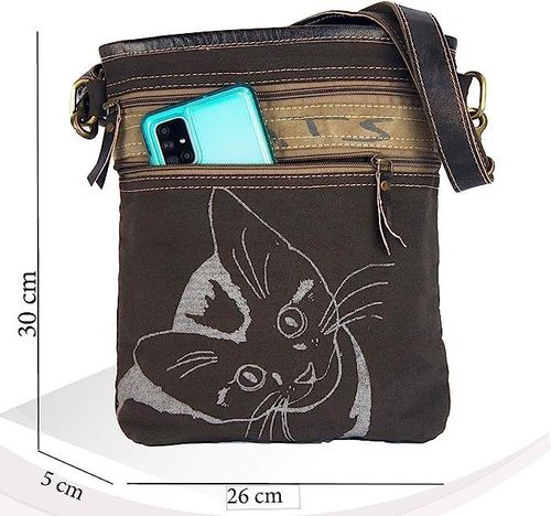 Torebka skóra ekologiczna brązowa Kot na Arena.pl