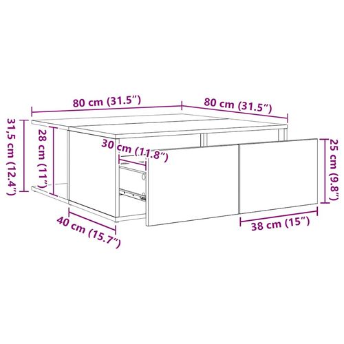 Stolik kawowy with Drawer dąb artisan 80 x 80 x 31 cm na Arena.pl