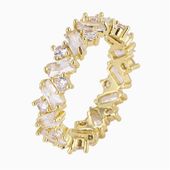 Pierścionek Pozłacany Stal Chirurgiczna Platerowana Złotem, Cyrkonie