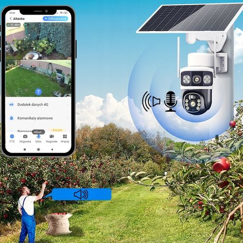 PODWÓJNA KAMERA SOLARNA 2W1 NA KARTE SIM 4G LTE ZEWNĘTRZNA OBROTOWA GSM na Arena.pl