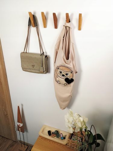 Wieszak na Ubrania do Przedpokoju Drewniany Ścienny Wiszący Brązowy Dębowy na Arena.pl