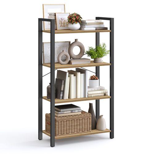 Regał na książki dąb artisan czarny 120 cm 4 półki loftowy na Arena.pl