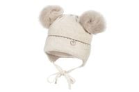 JAMIKS Mali czapka z dwoma pomponami dla dziewczynki królik beżowa 44-46