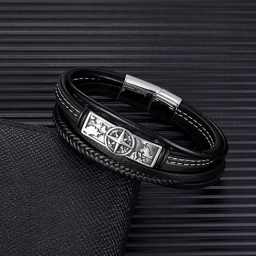 Skórzana Bransoletka z Kompasem i Grawerem – Stylowy Dodatek dla Mężczyzny na Arena.pl