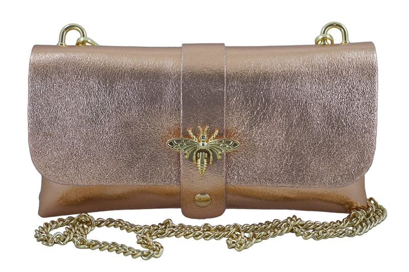 Torebka kopertówka metalizowana - Różowa pudrowa zdjęcie 1