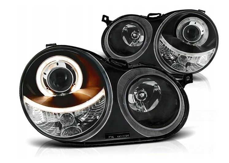 LAMPY Reflektory Do Twojego VW POLO 9N 2001-2005 RINGI BLACK DEPO Soczewki zdjęcie 1