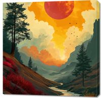 Obraz 90x90cm Dzika Rzeka Zmierzchem