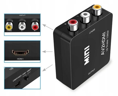 ADAPTER AV RCA DO HDMI KONWERTER CINCH CVBS 1080P RCA - HDMI na Arena.pl