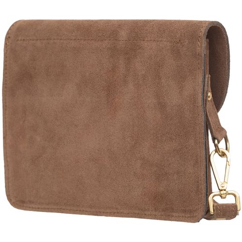 VERA PELLE torebka damska zamszowa listonoszka instagramka V694 c.brązowa na Arena.pl