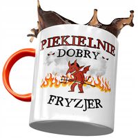 Kubek Pomarańczowy Dla Fryzjera Piekielnie Dobry Z Nadrukiem Ze Zdjęciem