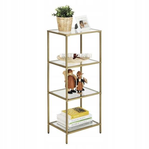 Regał z półkami 4 POZIOMY GLAMOUR 40 x 30 X 95 cm szafka szklana ZŁOTY na Arena.pl
