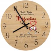 Bambusowy ZEGAR ścienny nadruk UV personalizowany PREZENT NA ROCZNICĘ ŚLUBU